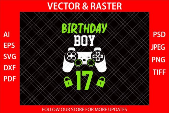 Birthday Boy 17 Funny Video Gamer SVG