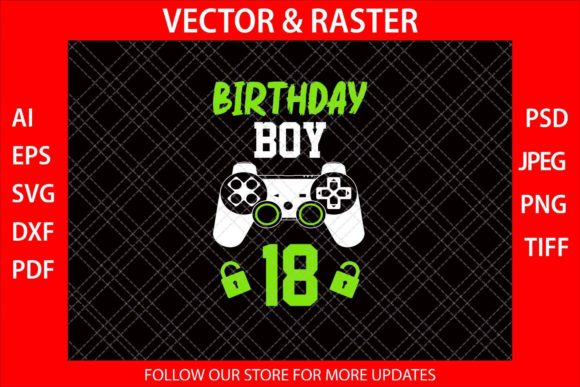 Birthday Boy 18 Funny Video Gamer SVG