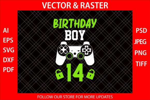 Branding Boost with Birthday Boy 14 Funny Video Gamer SVG