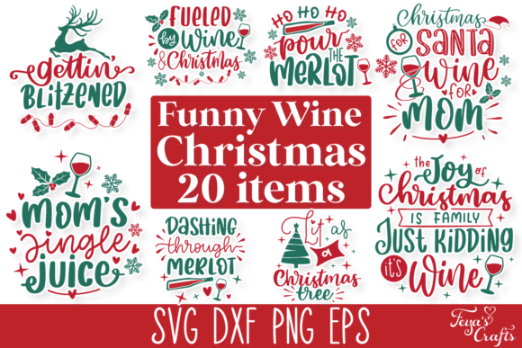 Christmas Wine SVG Bundle for Crafts and Graphics