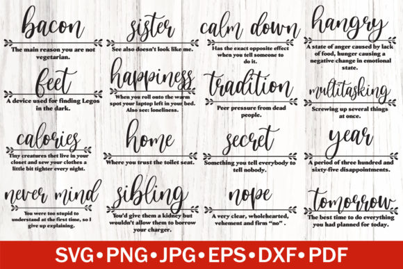 Funny Definitions Bundle Graphics for Crafts