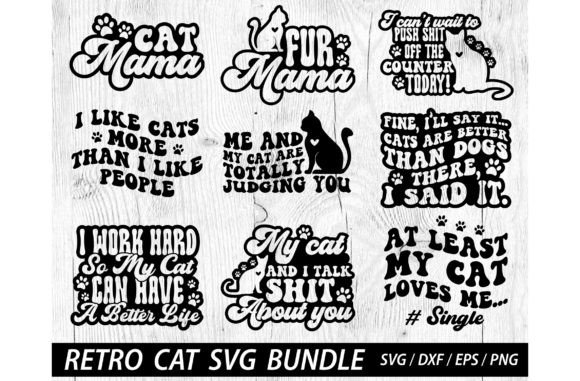 Funny Retro Cat Svg Bundle