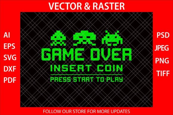 Game Over Insert Coin SVG for Graphics and Crafts