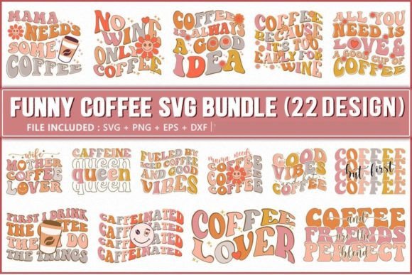 Retro Coffee Graphics for Crafts