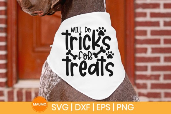 Tricks for Treats Funny Dog Bandana Svg Graphics for Crafts